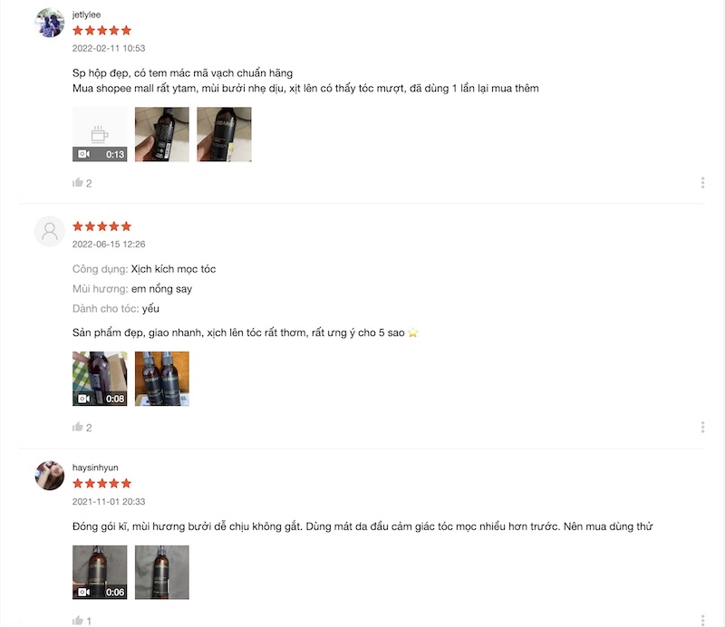 danh gia nuoc duong toc herbario tren shopee